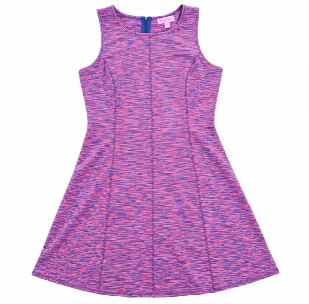 Lilly Pulitzer Pink Purple Space Dye Sleeveless Fit & Flare Dress Size XL